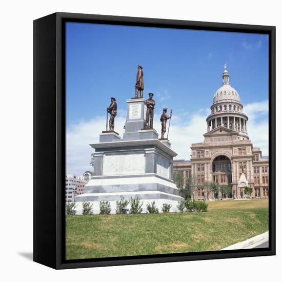 Alamo Monument and the State Capitol in Austin, Texas, United States of America, North America-David Lomax-Framed Stretched Canvas