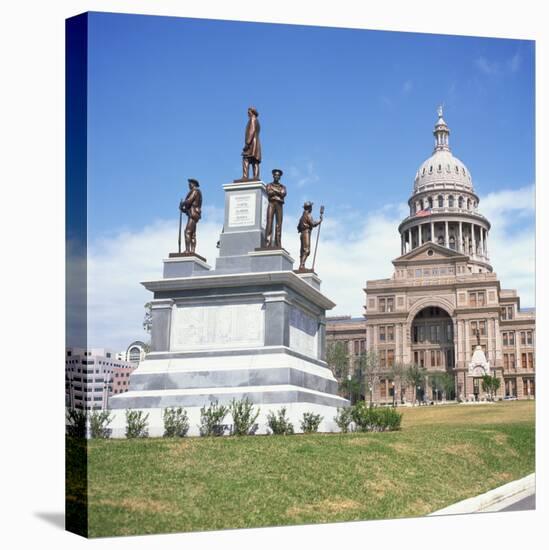 Alamo Monument and the State Capitol in Austin, Texas, United States of America, North America-David Lomax-Stretched Canvas