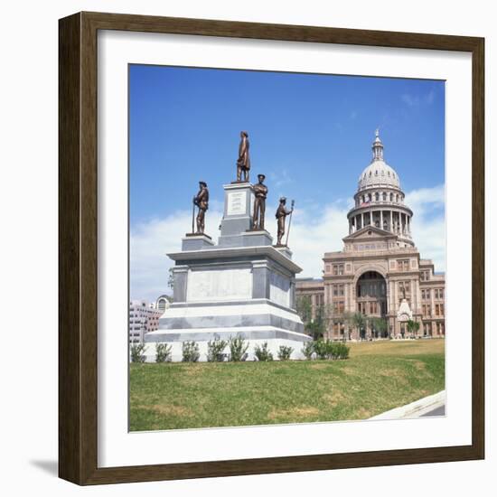 Alamo Monument and the State Capitol in Austin, Texas, United States of America, North America-David Lomax-Framed Photographic Print