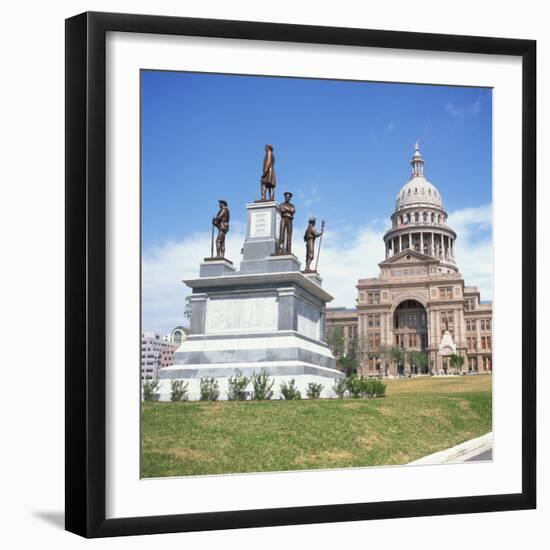 Alamo Monument and the State Capitol in Austin, Texas, United States of America, North America-David Lomax-Framed Photographic Print