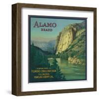 Alamo Orange Label - Fillmore, CA-Lantern Press-Framed Art Print