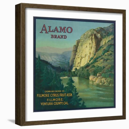 Alamo Orange Label - Fillmore, CA-Lantern Press-Framed Art Print