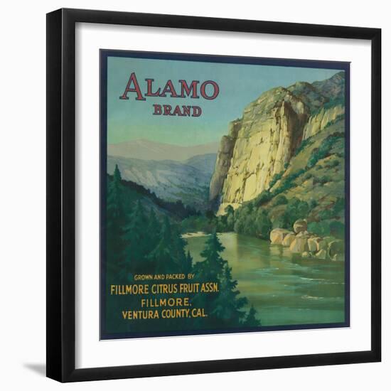 Alamo Orange Label - Fillmore, CA-Lantern Press-Framed Art Print