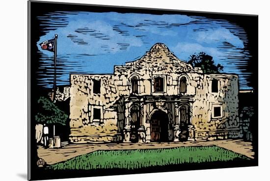 Alamo - Scratchboard-Lantern Press-Mounted Art Print