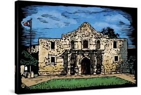 Alamo - Scratchboard-Lantern Press-Stretched Canvas