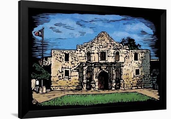 Alamo - Scratchboard-Lantern Press-Framed Art Print