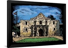 Alamo - Scratchboard-Lantern Press-Framed Art Print