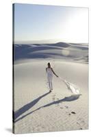 Alamogordo, New Mexico. Woman Walking in White Sands National Monument-Julien McRoberts-Stretched Canvas