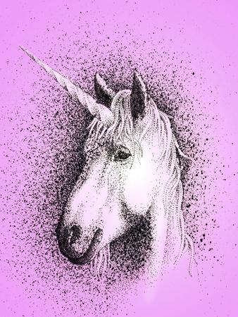 Portrait of Unicorn on Pink Background