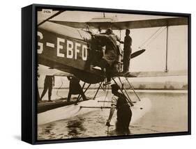 Alan Cobham Climbing into His Plane before Setting Off for Australia, Rochester, 1926-English Photographer-Framed Stretched Canvas