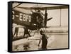 Alan Cobham Climbing into His Plane before Setting Off for Australia, Rochester, 1926-English Photographer-Framed Stretched Canvas
