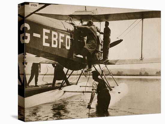 Alan Cobham Climbing into His Plane before Setting Off for Australia, Rochester, 1926-English Photographer-Stretched Canvas