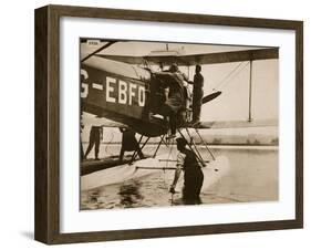 Alan Cobham Climbing into His Plane before Setting Off for Australia, Rochester, 1926-English Photographer-Framed Giclee Print