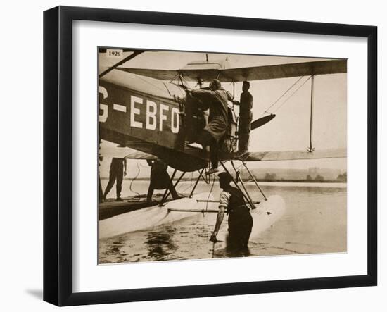 Alan Cobham Climbing into His Plane before Setting Off for Australia, Rochester, 1926-English Photographer-Framed Giclee Print