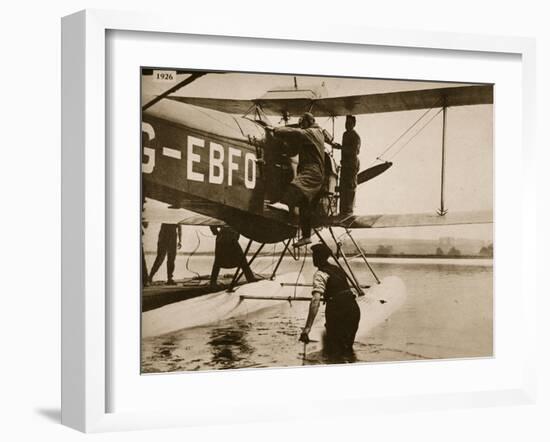 Alan Cobham Climbing into His Plane before Setting Off for Australia, Rochester, 1926-English Photographer-Framed Giclee Print