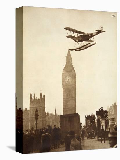 Alan Cobham Coming in to Land on the Thames at Westminster, London, 1926-English Photographer-Stretched Canvas
