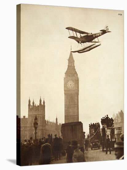 Alan Cobham Coming in to Land on the Thames at Westminster, London, 1926-English Photographer-Stretched Canvas