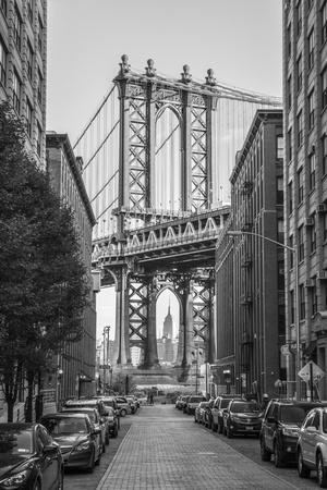 Manhattan Bridge in New York City NYC Black and White B&W Photo Art Print Poster