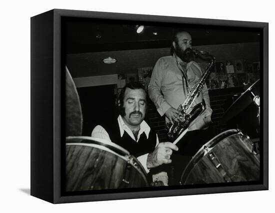 Alan Jackson (Drums) and Don Weller (Saxophone) Playing at the Bell, Codicote, Hertfordshire, 1980-Denis Williams-Framed Stretched Canvas