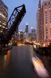 Lurie Garden in Millennium Park, Chicago, with Michigan Avenue Skyline-Alan Klehr-Framed Stretched Canvas