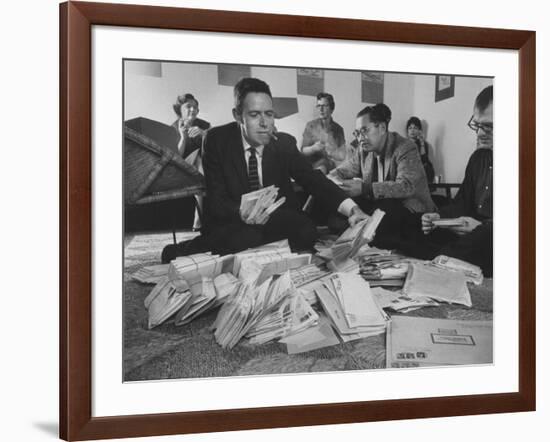 Alan Watts and Friends Reading Haiku Poems Sent to Haiku Contest-null-Framed Premium Photographic Print