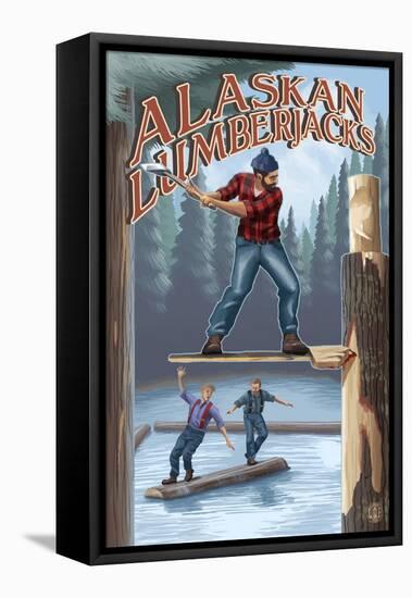 Alaska, Alaskan Lumberjacks-Lantern Press-Framed Stretched Canvas