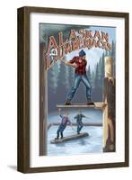 Alaska, Alaskan Lumberjacks-Lantern Press-Framed Art Print