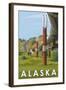 Alaska, Alaskan Pipeline Scene-Lantern Press-Framed Art Print