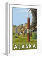 Alaska, Alaskan Pipeline Scene-Lantern Press-Framed Art Print