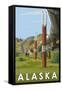 Alaska, Alaskan Pipeline Scene-Lantern Press-Framed Stretched Canvas