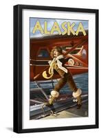 Alaska - Aviator Pinup Girl-Lantern Press-Framed Art Print