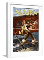 Alaska - Aviator Pinup Girl-Lantern Press-Framed Art Print