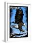 Alaska - Bald Eagle - Scratchboard-Lantern Press-Framed Art Print