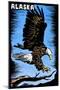 Alaska - Bald Eagle - Scratchboard-Lantern Press-Mounted Art Print