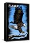 Alaska - Bald Eagle - Scratchboard-Lantern Press-Framed Stretched Canvas