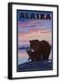 Alaska - Bear and Cub-Lantern Press-Framed Art Print