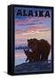 Alaska - Bear and Cub-Lantern Press-Framed Stretched Canvas