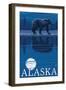 Alaska, Bear in the Moonlight-Lantern Press-Framed Art Print