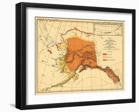 Alaska - Bear Population State Map-Lantern Press-Framed Art Print