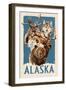 Alaska - Big Five - Woodblock-Lantern Press-Framed Art Print