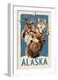 Alaska - Big Five - Woodblock-Lantern Press-Framed Art Print