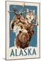 Alaska - Big Five - Woodblock-Lantern Press-Mounted Art Print