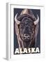 Alaska, Bison Up Close-Lantern Press-Framed Art Print