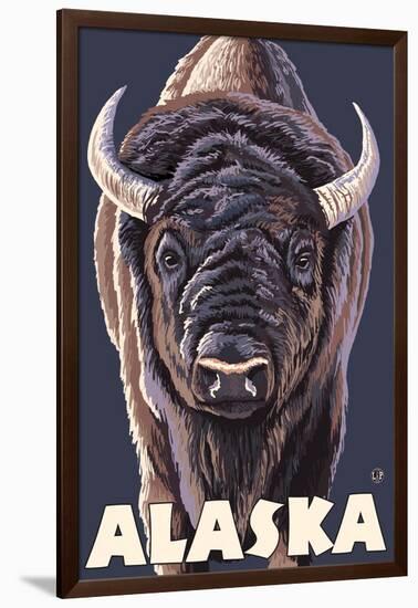 Alaska, Bison Up Close-Lantern Press-Framed Art Print