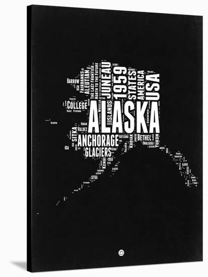 Alaska Black and White Map-NaxArt-Stretched Canvas