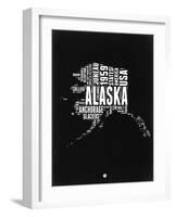 Alaska Black and White Map-NaxArt-Framed Art Print