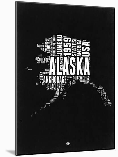 Alaska Black and White Map-NaxArt-Mounted Art Print