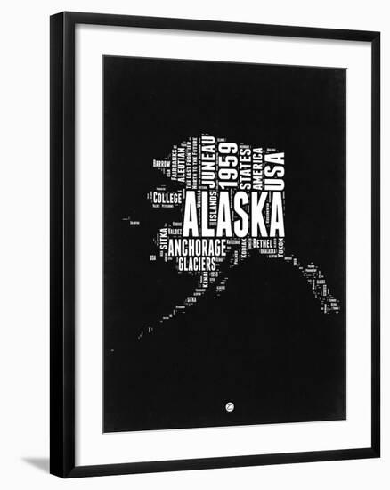 Alaska Black and White Map-NaxArt-Framed Art Print