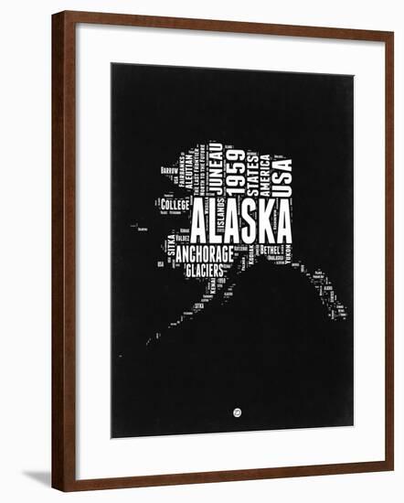 Alaska Black and White Map-NaxArt-Framed Art Print