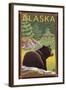 Alaska, Black Bear in Forest-Lantern Press-Framed Art Print